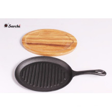 Wholesale cast iron steak plate with wood